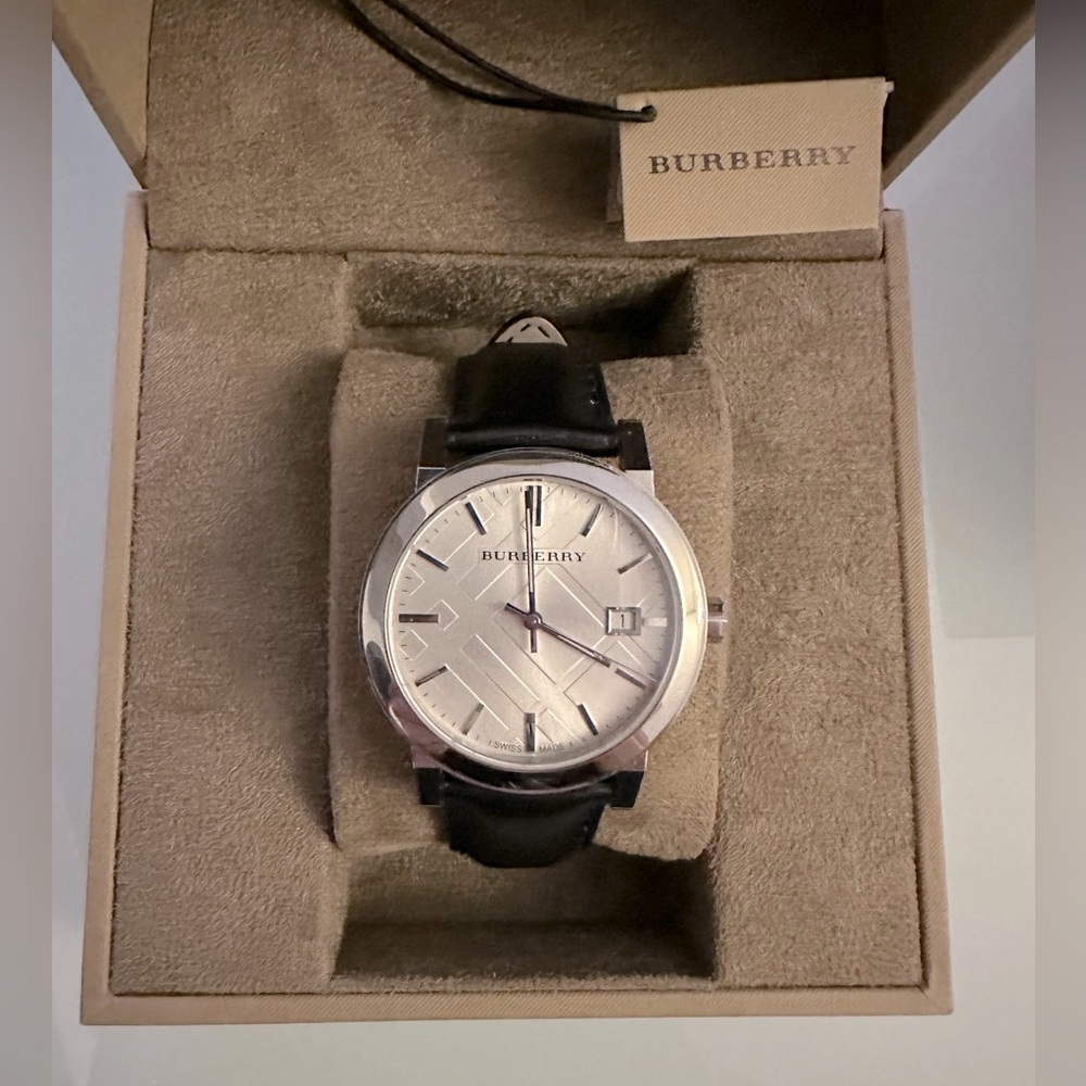 Burberry Black Leather Strap Watch 38mm